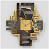 Giallobus - Orologio Bilay - Axia - Legno Mdf - Premium 51x60 - - 13 - Black&gold - Artigianale Made in Italy - Silenzioso - Idea regalo - Moderni doppio livello