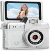 MENDUNER Fotocamera Digitale retrò, Fotocamera Vintage con Schermo Ribaltabile da 180 Gradi con Filtri Creativi Ed Effetti di Bellezza, Vlog di Registrazione per Studi di Viaggio (WHITE)