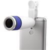 Ruilogod Clip-on HD 12X Zoom ottico teleobiettivo Telescope Camera Lens Bianco Blu per il telefono mobile