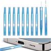 SPATUAMZ Kit di pulizia per telefono con setole anti-intasamento, gancio a doppia faccia, rimozione della polvere, porta di ricarica USB C, per cellulare, auricolari, altoparlanti, cuffie, blu, 10 pezzi