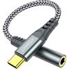 JXMOX Adattatore jack da USB tipo C a femmina da 3,5 mm, cavo USB C a cavo audio Aux, compatibile con Samsung Galaxy S23 S23+ S22 S21 S20 Ultra Note 20 10 S10 S9 Plus, Pixel 4 3 2 XL, iPad Pro, MacBook