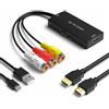 RuiPuo Convertitore da RCA a HDMI, adattatore da AV a HDMI, supporto adattatore composito a HDMI 1080P, PAL/NTSC, compatibile con WII/WII U/PS one/PS2/PS3/STB/Xbox/VHS/VCR/Blue-Ray DVD, ecc.