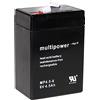 Panasonic 1013091 Multipower PB-6-4,5-4,8 MP4,5-6, batteria al piombo 6 V, 4,5 Ah, tessuto non tessuto (AGM) (larghezza x altezza x profondità), 70 x 105 x 47 mm piatto