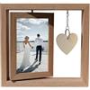 DFGBAPKBL Girevole Cornici Cornice girevole in legno Portafoto bifacciale con ciondolo a cuore for foto autoportante da tavolo(Light brown)
