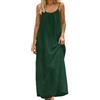 Generico Vestito Estivo Donna Lungo Lino Abito - Casual Sleevele Open Back Maxi Dre Loose Fit Robe Housewear Dre Casual Tinta Unita Senza Maniche Loose Maxi Abiti Senza Schienale con Cordino