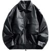 Rrongwn Giacca in pelle da uomo P U giacca da motociclista giacca in pelle classica bomber da baseball college giacche antivento giacca casual da uomo alla moda giacca da pilota casual, Nero , 3XL