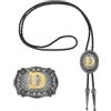QUARKZMAN Set Cravatta Bolo E Fibbia Da Cintura Western Cowboy Lettera Iniziale D Oro Corda In Pelle Di Mucca Cravatta Da Collo Per Donne Uomini Costume Accessori Vintage Grigio Nero/Oro