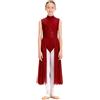 inhzoy Abito da Pattinaggio Artistico Bambina Maxi Vestito da Balletto Ballo Lirico Contemporaneo Body Danza Classica Ballerina Costume da Ballo Latino Dabza Samba Salsa Borgogna 11-12 Anni