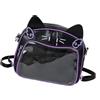 Tmboryuu Borsa a tracolla con motivo anime, con tracolla regolabile, con display frontale trasparente, zaino Itabag per donne e ragazze adolescenti con gatti, Nero viola