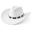 Lanzom Cappello Panama da Donna in Feltro a Tesa Larga con Fibbia per Cintura, Bianco, M