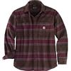 Carhartt Rugged Flex Relaxed Fit Midweight Flannel Fleece-Lined Shirt Camicia da Lavoro Button Down, Dark Brown Stripe, S Uomo