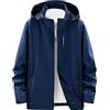 Generisch Giacca da uomo impermeabile, traspirante, calda, per le mezze stagioni, da uomo, invernale, a vento, leggera, slim fit, per il tempo libero, morbida, softshell antivento, con cappuccio, Blu