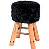 HAKU Sgabello nero, Legno massiccio, tessuto - Dim. A 45 cm x Ø 30 cm, Stile Glam
