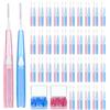 EUPSIIU 70 Pezzi Retrattile Spazzolini Interdentali Angle Scovolini per Pulizia di Denti Stuzzicadenti Dentali Strumento con Testina di Filo Interdentale per Igiene Orale Pulizia (2 Colori)