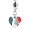 Nbsameng Braccialetto con ciondolo a bandiera italiana, compatibile con bracciali e collane Pandora, un regalo festivo per donne, ragazze e amanti del calcio.