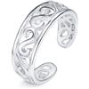 Amberta Anello Piede per Donna in Argento Sterling 925 Regolabile | Gioielli Estivi Donna Onda Cuore Fiore Delfino Corona: Tribale