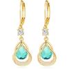 Miss Chipmunk Orecchini Trendy Leverback Birthstone Orecchini a forma di goccia in oro 14 carati (oro marzo), Rame