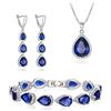Clearine Set di Gioielli da Sposa per Donne Damigella d'Onore, Argento Placcato Colore zaffiroe Goccia Zirconia cubica Collana Lunga Orecchini a Pendente Bracciale per Partito