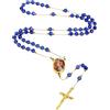 MMXX Collana Rosario Personalizzato con Foto Testo per Uomini Donne Collana Croce Cattolica Grani di Preghiera Cattolici Personalizzati Ciondolo Crocifisso Regali Religiosi - Blu