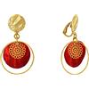 Schmuck Les Poulettes LES POULETTES BIJOUX - Orecchini Clip in Metallo Dorato Cerchio e Pastiglia di Madreperla - Rosso