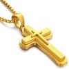 ZDaoBen Collana Croce Uomo Acciaio Inossidabile 316L Ciondolo Croce da Uomo Regali Gioielli Cristiani per Donna 60 cm