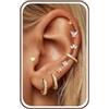 Dochais 9 Paia Orecchini Donna Acciaio Chirurgico Oro Ipoallergenica Set Orecchini Cerchio Piccoli Piercing Bottone Orecchio Cartilagine Helix Conch Trago Piercings Gioielli Regalo A