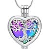 VCCWYQK Collana con urna a forma di cuore con albero della vita, per donne e uomini, in acciaio inossidabile, gioiello per cremazione, medaglioni commemorativi per la persona amata, One size, Acciaio