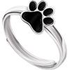 CLEVER SCHMUCK Anello da ragazza con zampa di cane, in argento sterling 925 laccato nero lucido, misura universale regolabile per bambini in custodia per gioielli, Metallo