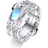 POPLYKE Anelli Fidget Girasole per Ansia 925 Sterling Silver Spinner Anelli per Le Donne Anti Stress Anelli Dell'umore Regali, Argento sterling, Pietra di luna