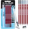 KALOUR PDAS Matite da disegno Aquarelle in grafite idrosolubile, 2H, HB, 2B, 4B, 6B, 8B, grigio, set professionale per schizzi con pennello ad acqua e temperamatite
