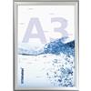 VITAdisplays Cornice pieghevole DIN A3, colore argento, cornice intercambiabile con pellicola protettiva in PET antiriflesso, profilo in alluminio, 25 mm, cornice per poster