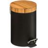 WELL HOME MOBILIARIO & DECORACIÓN WELL HOME - Pattumiera a pedale 3 l, in metallo e bambù, colore: nero, Ø25,5 cm