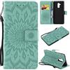MHHQ Cover per Huawei Mate 20 Lite Custodia di Pelle Case Flip Portafoglio Retro Libretto Magnetico Protettiva Non Graffi Funzione Supporto Bumper Fiore Girasole per Huawei Mate 20 Lite - Verde
