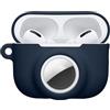 kwmobile Custodia 2 in 1 compatibile con Apple Airpods Pro 3 e AirTag - Cover Cuffie Bluetooth - Protezione in Silicone con Moschettone - blu scuro