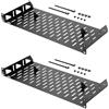 Tecmojo Ripiano da 19 Pollici 1U per Montaggio Fisso, Fissaggio Frontale, Profondità 203mm, Ripiano Ventilato da 19 Pollici per Rack con Fermi Antiscivolo, Portata 25kg, 2 Pezzi, Nero