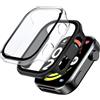 Fitudoos [2 Pezzi Cover per Xiaomi Redmi Watch 6/Watch 6 NFC,custodia rigida in PC con pellicola protettiva in vetro temperato,Anti-Caduta Alta Sensibilità - nero-Trasparente