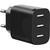 Yerewker Caricatore USB, Adattatore di Caricabatterie USB a 3 porte per iPhone 17 16 15 14 13 12 11 Pro Max SE XS XR 8 Plus SE (Nero-1)