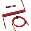 ATTACK SHARK C03 Cavo a Spirale per Tastiera, Cavo USB C a USB Aper Tastiera Meccanica, Cavo Aviator Personalizzato, Doppio Strato con Connettore Aviation in Metallo Placcato Oro, Rosso
