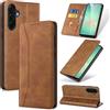 Phoona Cover per Samsung Galaxy A26 5G con 1 Vetro Temperato, Custodia Portafoglio Pelle PU Alta Qualità [Blocco Rfid][Antiurto][Magnetica][Porta Carte][Funzione Supporto] Libro Case Marrone
