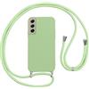Vauki Custodia per Samsung Galaxy S21 FE 5G Cover con Cordino,Verde Silicone Antiurto TPU Morbido Case Corda Collana Necklace Regolabile Stylish con Catena Ultra Sottile Cover per S21 FE 5G,Verde