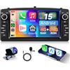 Hodozzy 4G+64G Android Autoradio per Toyota Corolla E120 E130 2000-2007 BYD F3 2006-2013 Carplay Android Auto Wireless, 7 Pollici Touchscreen Auto Stereo 2 Din GPS WiFi Bluetooth DSP RDS +Retrocamera
