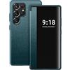 Croazhi Galaxy S23 Ultra Cover per Samsung Galaxy S23 Ultra Flip Folio Clear View Custodia a libro in pelle 360 Full Body Protector Antigraffio Cover per Samsung S23 Ultra (Verde)