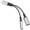 QUARKZMAN 2 in 1 Adattatore Usb C a Jack e Caricabatterie Grigio 130mm