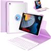 OYEEICE Custodia con tastiera per iPad 9/8/7 generazione da 10,2 pollici, antiallargato, antiallargato, tastiera per iPad Air 3 Generation/Pro 10,5 (viola, girevole a 360° e rimovibile)