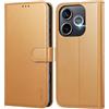 Leacckl Cover per Honor 600 Lite 5G, Custodia a portafoglio in Pelle PU Premium [Magnetica a Scatto] [Funzione Stand], Cachi