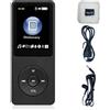 PORFOYO Lettore MP3 da 64 Gb, lettore MP3, Bluetooth 5.0, con schermo a colori TFT da 1,8, cuffie, altoparlante, musica HiFi, registrazione, e-book, lettore musicale portatile, lettore musicale sportivo, per