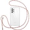 Vauki Cover con Cordino per Samsung Galaxy A52s 5G/A52 4G/5G, Trasparente Silicone Custodia con Laccio Collana Tracolla, TPU+PC Bumper Antigraffio Proteggere Case Corda per Samsung A52s 5G, Rose 01
