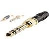 Hicon HI-J3563S - Connettore maschio da 3,5 mm, con adattatore a jack da 6,3 mm per saldare