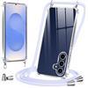 Vauki Cover per Samsung Galaxy S25 FE con Cordino, Custodia con Laccio Collana Tracolla Trasparente Silicone TPU+PC Bumper Back Antigraffio Proteggere Case Corda per Samsung S25 FE, Viola