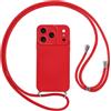 Vauki Cover con Cordino per iPhone 17 Pro max, Custodia con Laccio Collana Tracolla Collo Silicone Antiurto TPU Custodia Opaca Protettiva Case per iPhone 17 Pro max 6.9,rosso